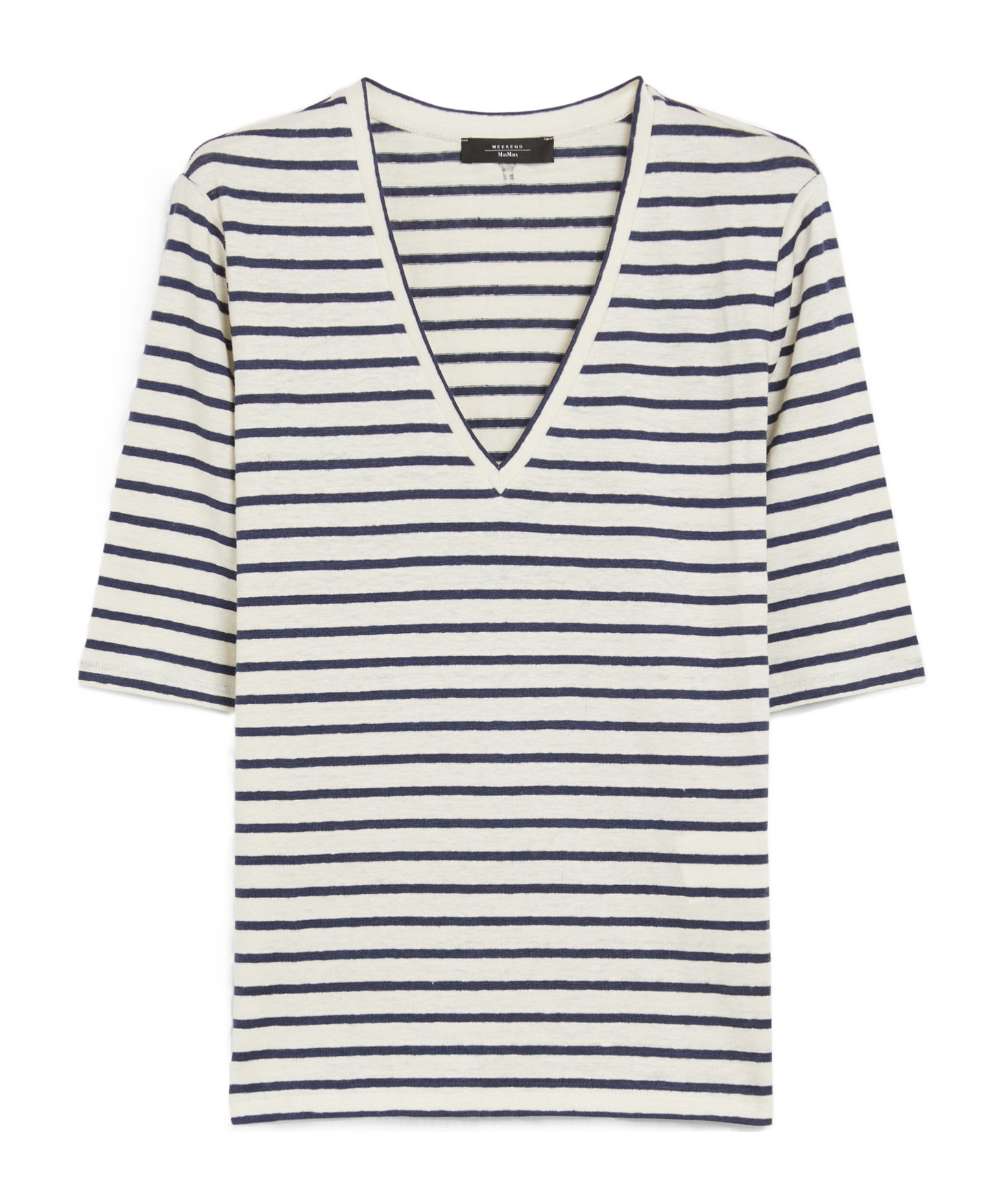 Weekend Max Mara Stretch Linen Jersey T-shirt In Navy Blue