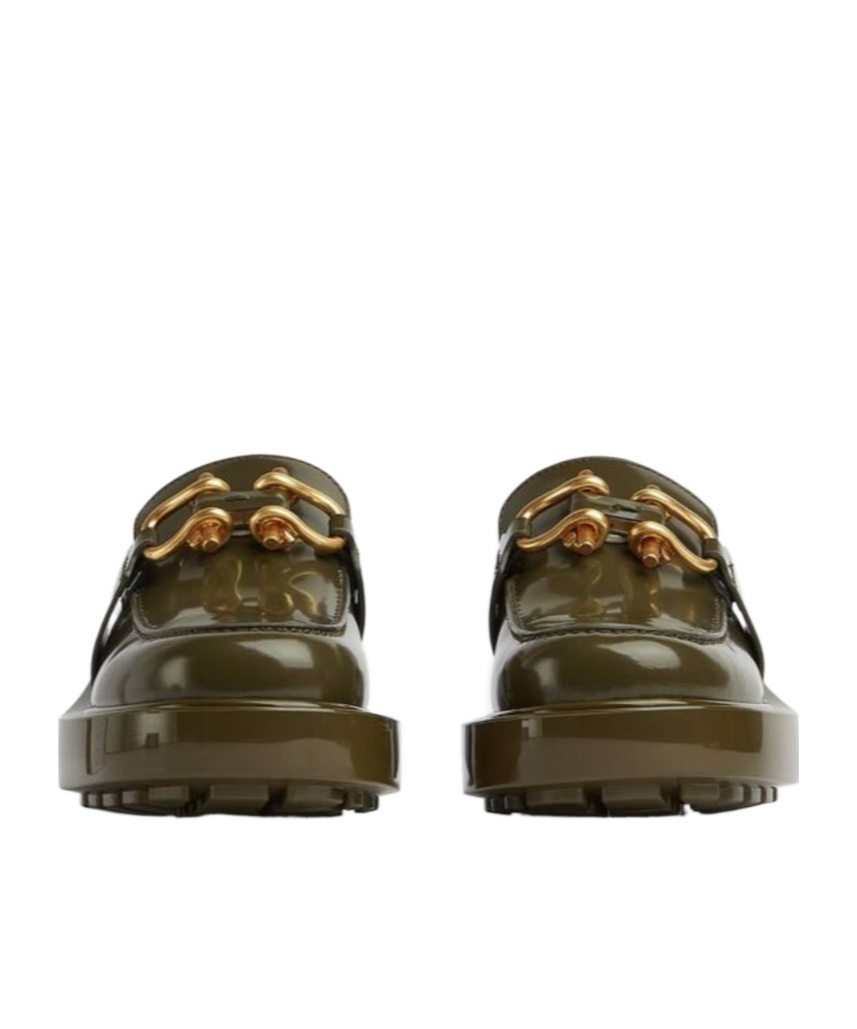 Bottega Veneta Round-headed Loafers With Thick Soles In Green