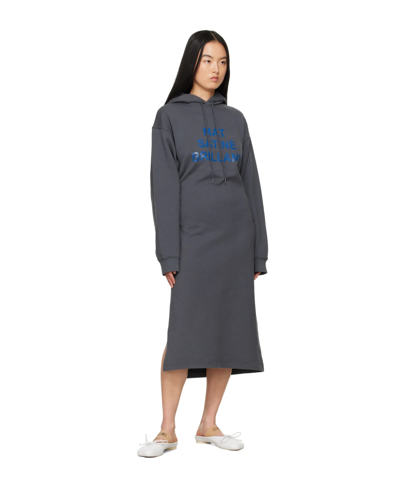 Shop Mm6 Maison Margiela Slogan-print Extra-long Cotton Sweatshirt In Black