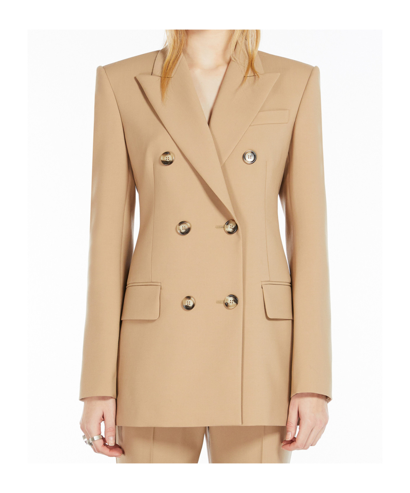 Sportmax Camel-coloured Double-breasted Jacket In Nude
