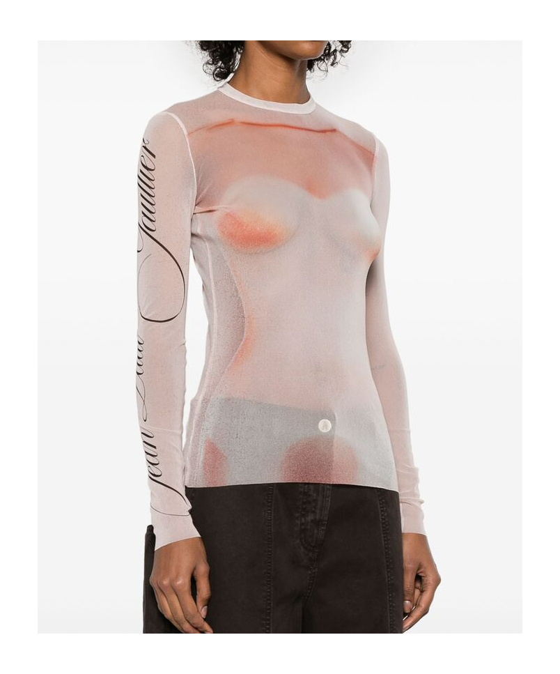 Shop Jean Paul Gaultier Silhouette-print T-shirt In Pink