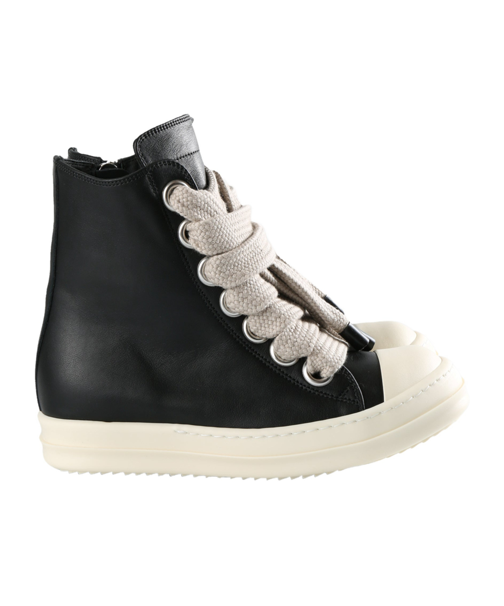 Rick Owens Lace-up High-top Rubber Sole Sneaker In Black
