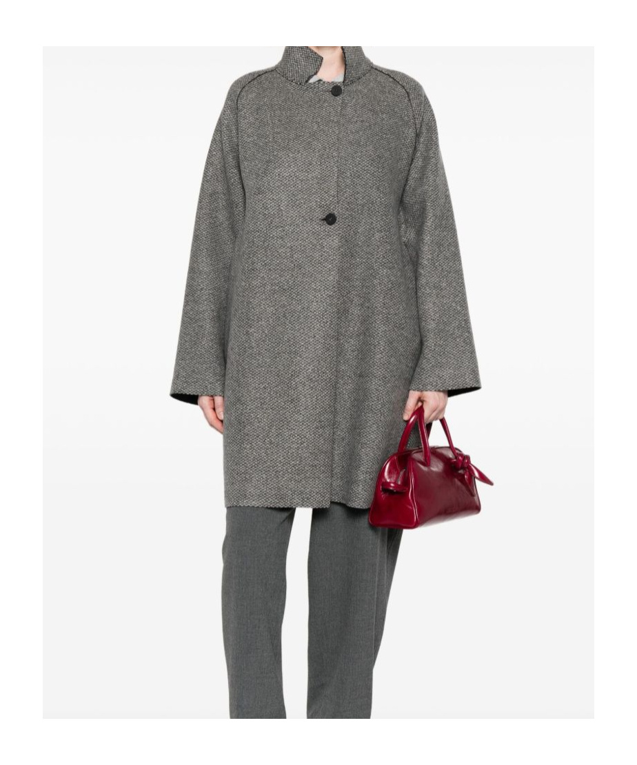 Harris Wharf London Raglan-sleeve Textured Coat In Gray