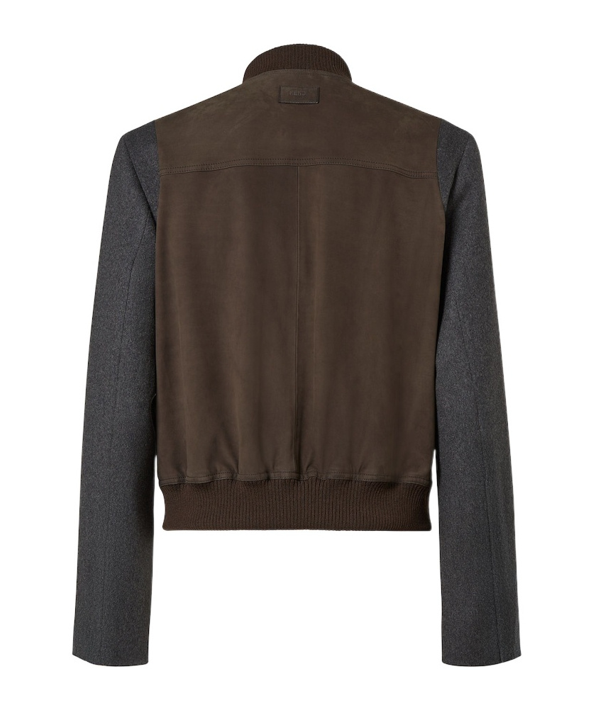 Fendi Cashmere And Brown Suede Bomber In Brown