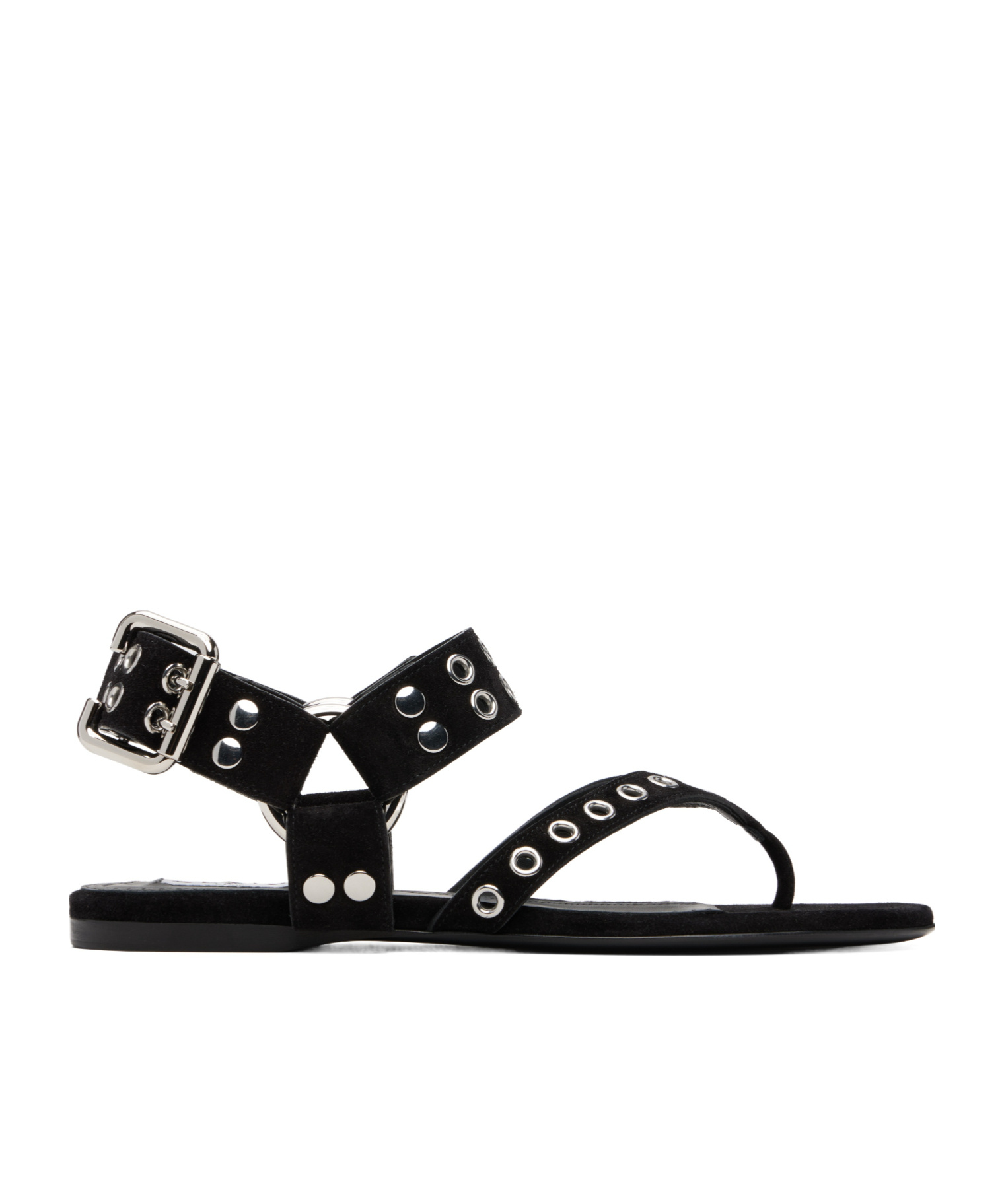 Alaïa Suede Calfskin Herringbone Flat Sandals In Black