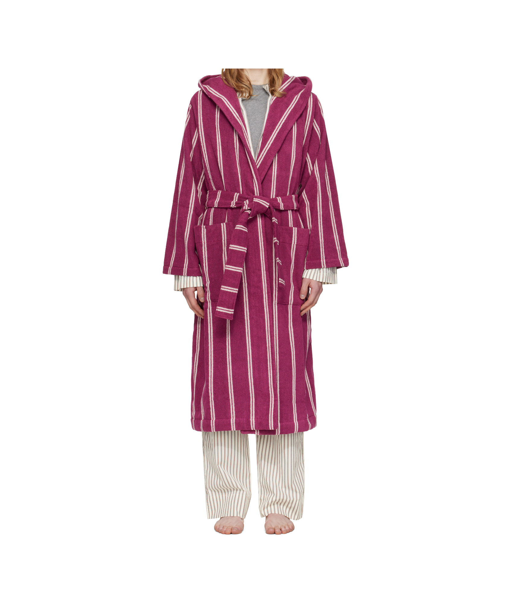 Tekla Hooded Bathrobe In Red