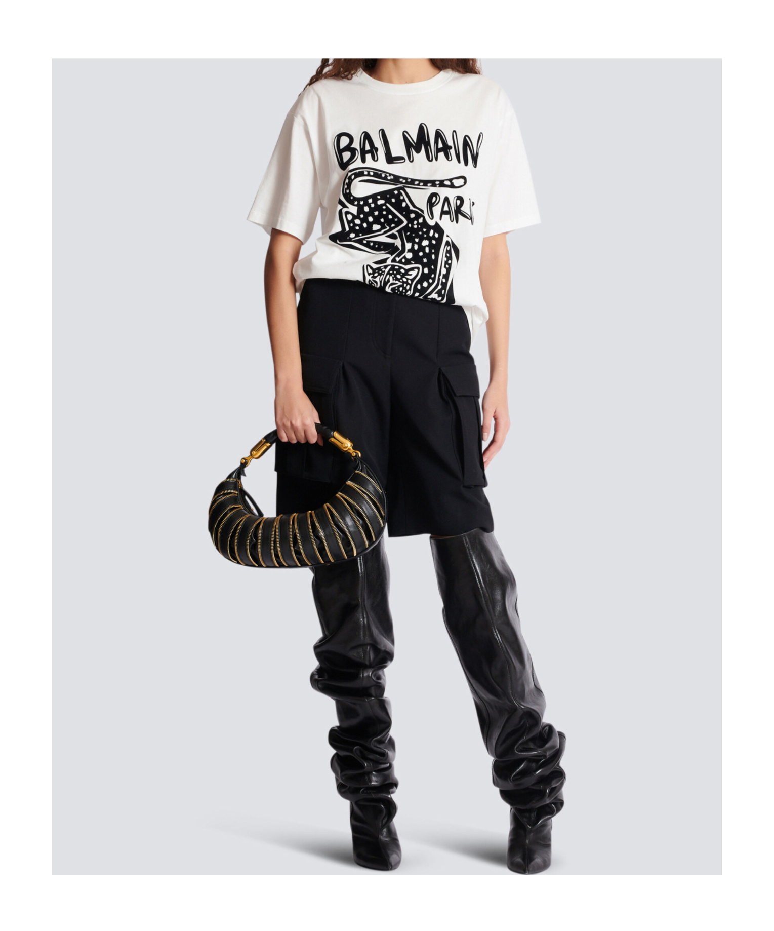 Balmain Short-sleeved T-shirt With Leopard Print In White