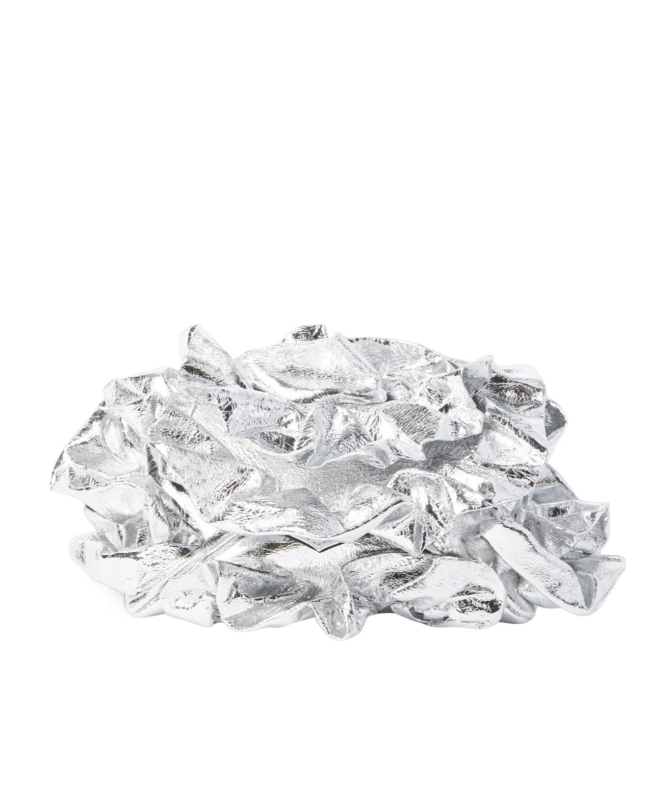 Dries Van Noten Pleated Design Clutch In Silver