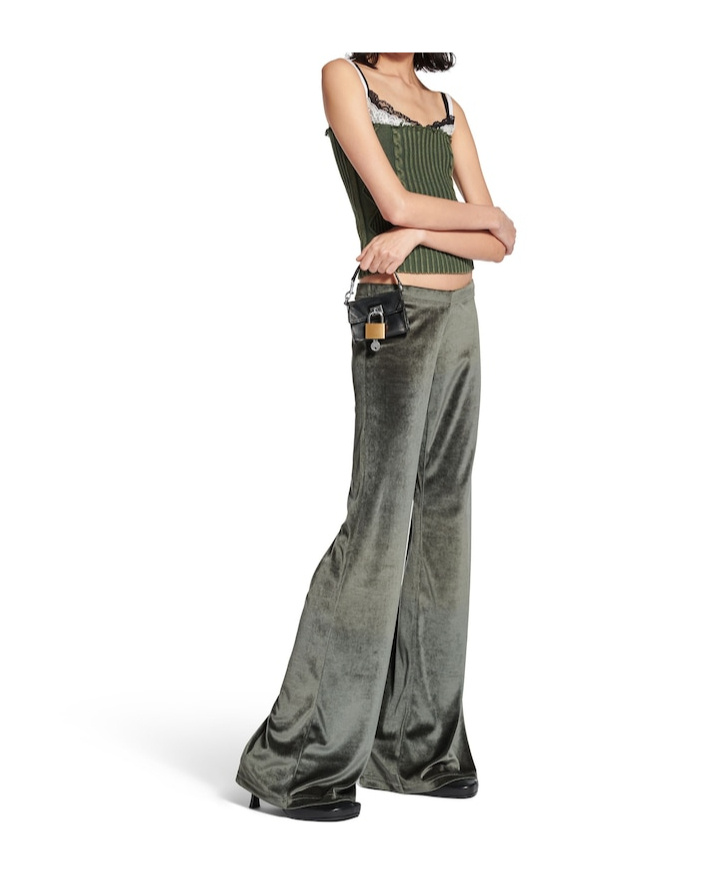 Balenciaga Velvet Sweatpants In Green