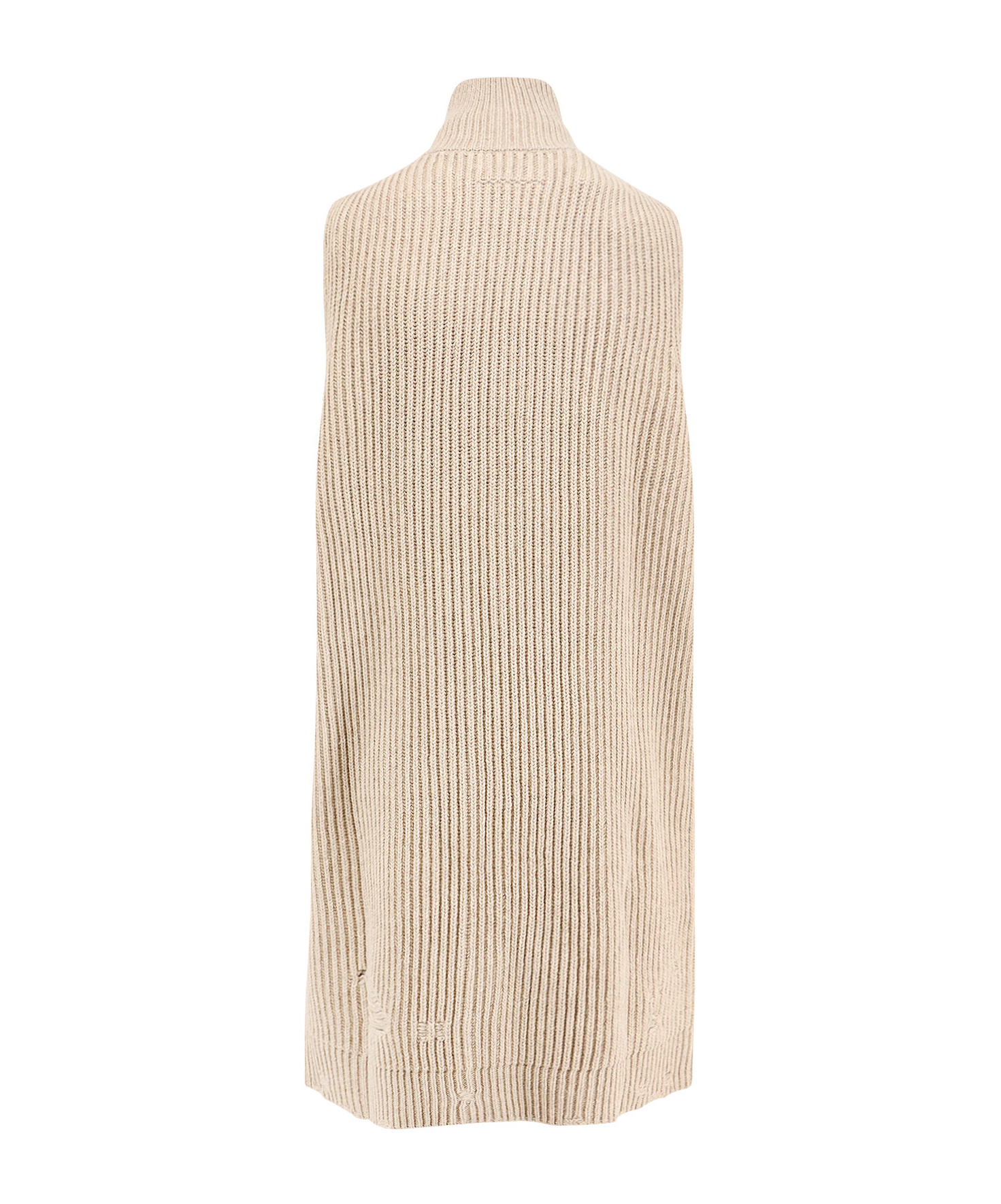 Mm6 Maison Margiela Sleeveless Long Wool Blend Cardigan With Distressed Effect In Neutral