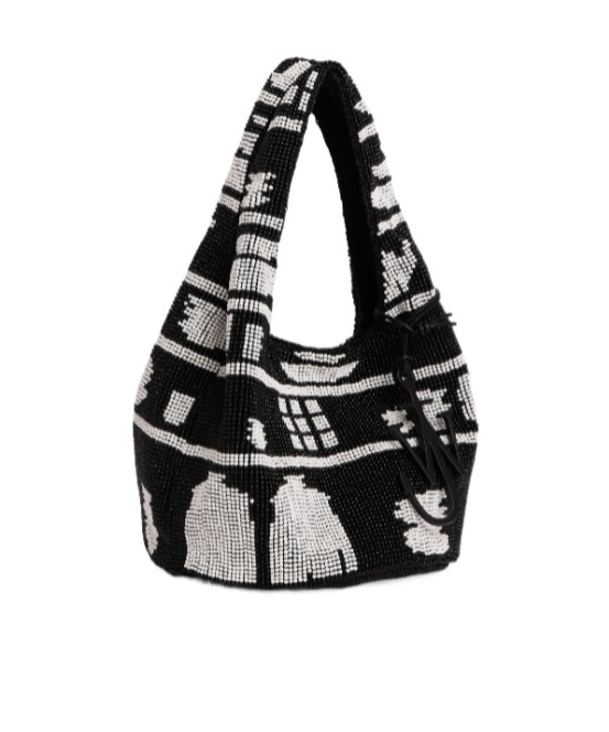 Jw Anderson Mini Beaded Shopper In Black