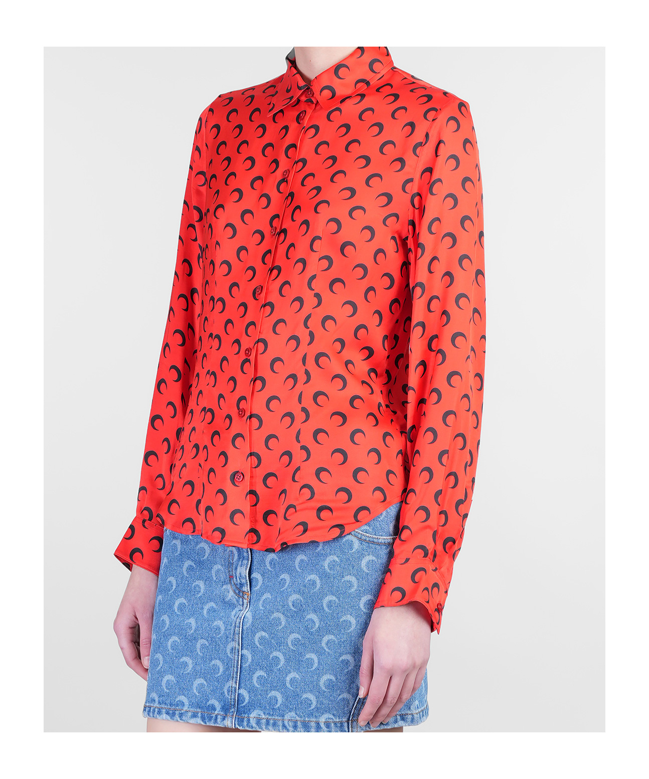 Marine Serre Crescent Moon-printed Buttoned Shirt In Orange