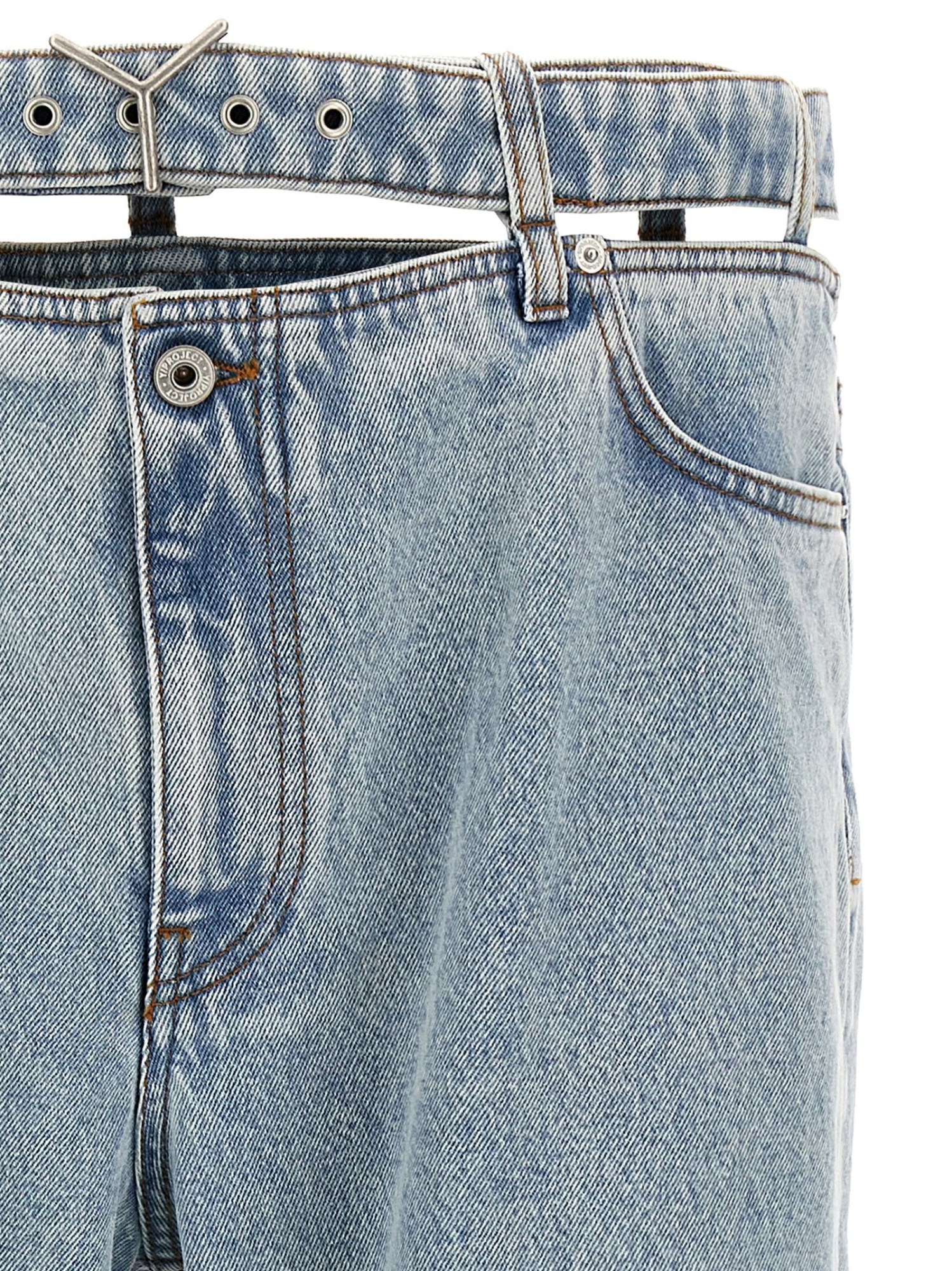 Y/project Blue Y Belt Jeans In Blue