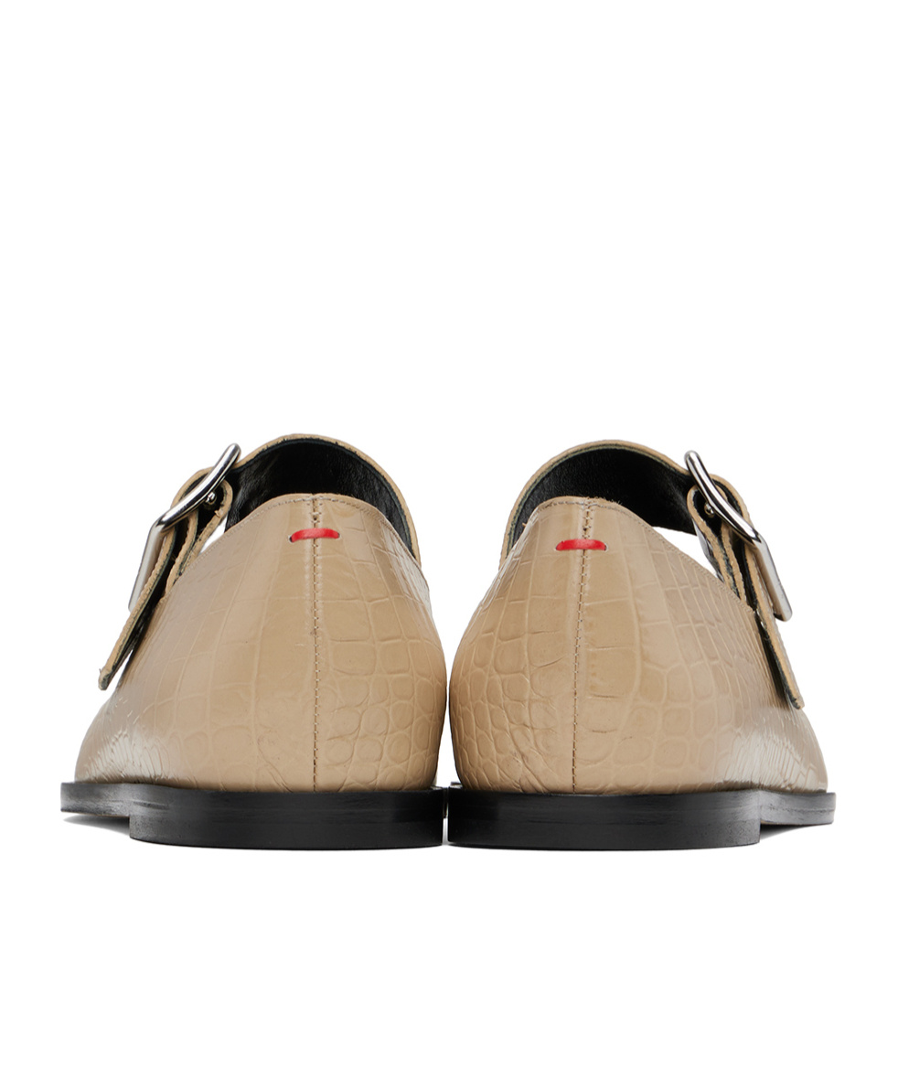 Aeyde Sunny Alligator Flats In Nude