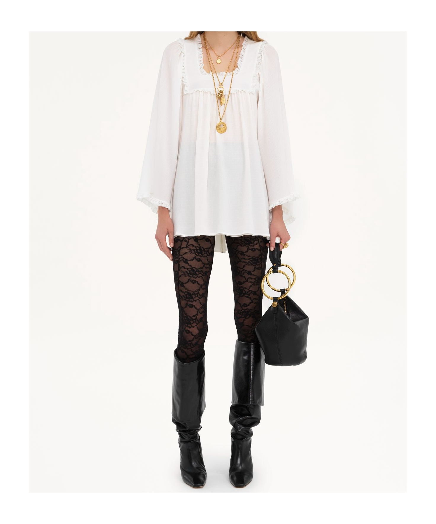 Chloé Silk Organza Top In White