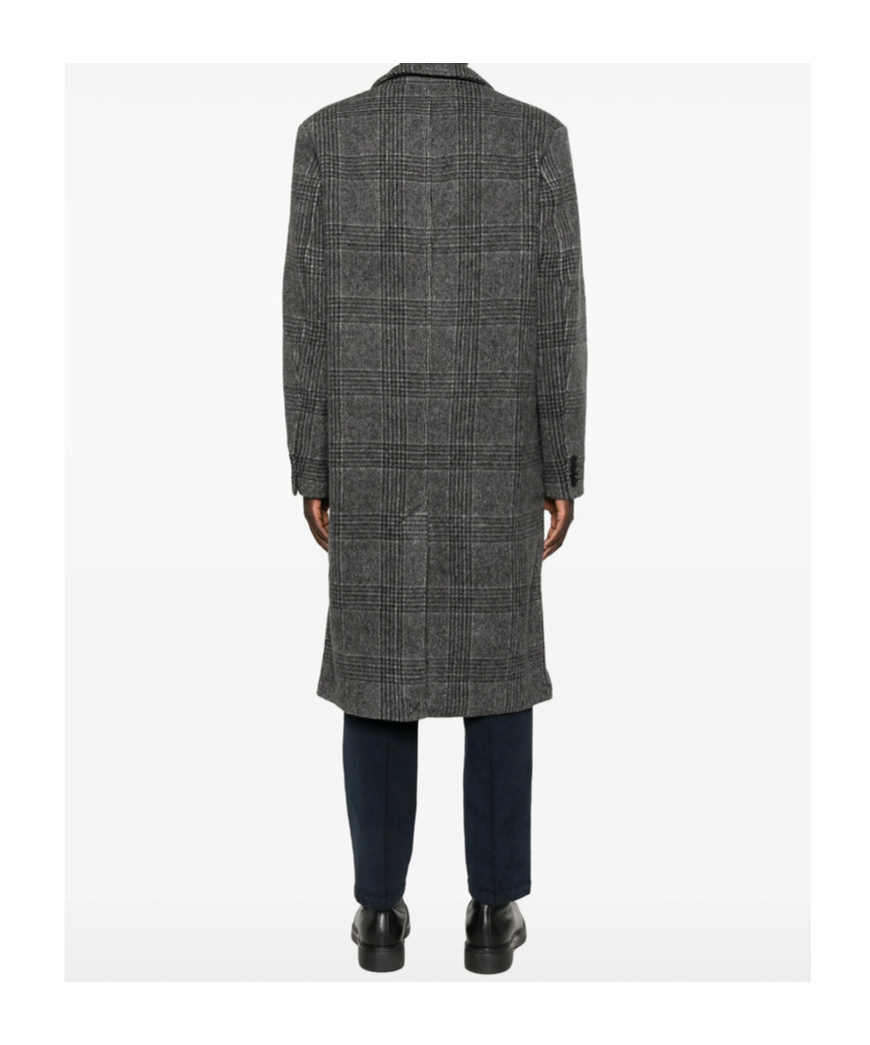 Samsoe & Samsoe Checked-pattern Single-breasted Coat In Gray