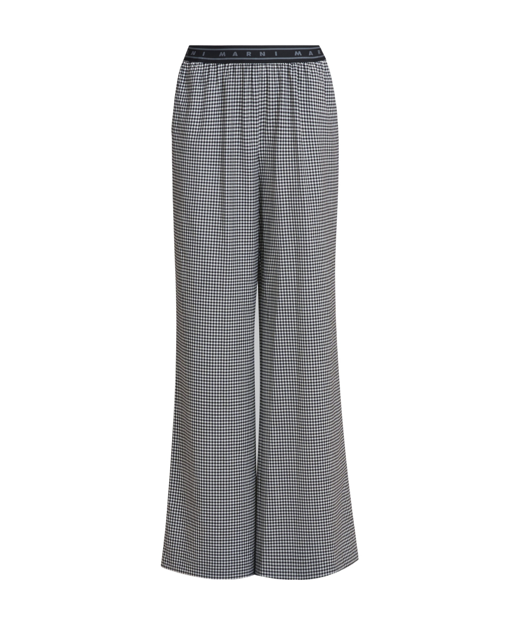 Marni Gingham-patterned Trousers In Gray