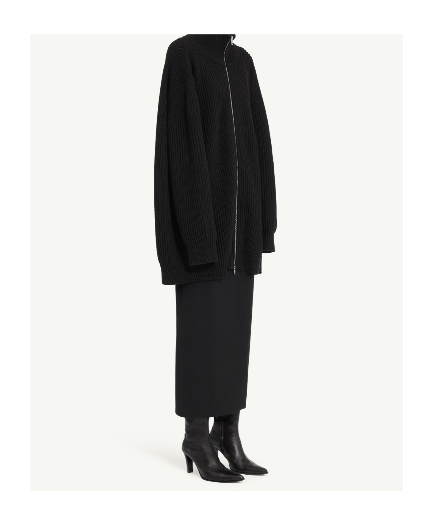 Mm6 Maison Margiela Zip-front Ribbed Jacket In Black