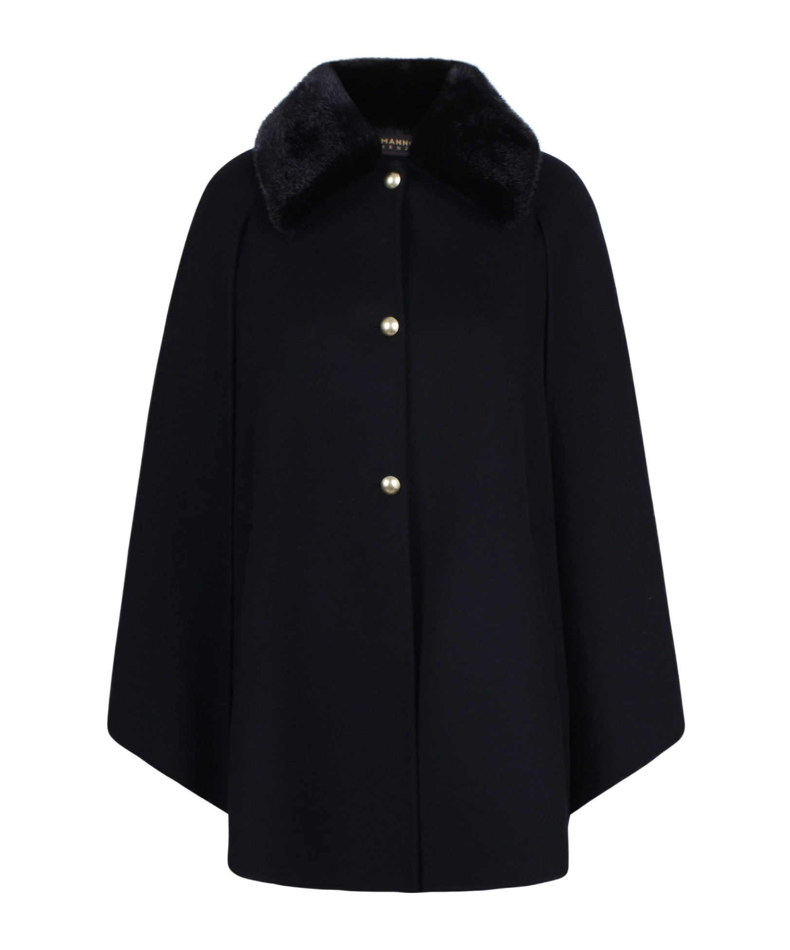 Ermanno Firenze Fur-trimmed Cape Coat In Black