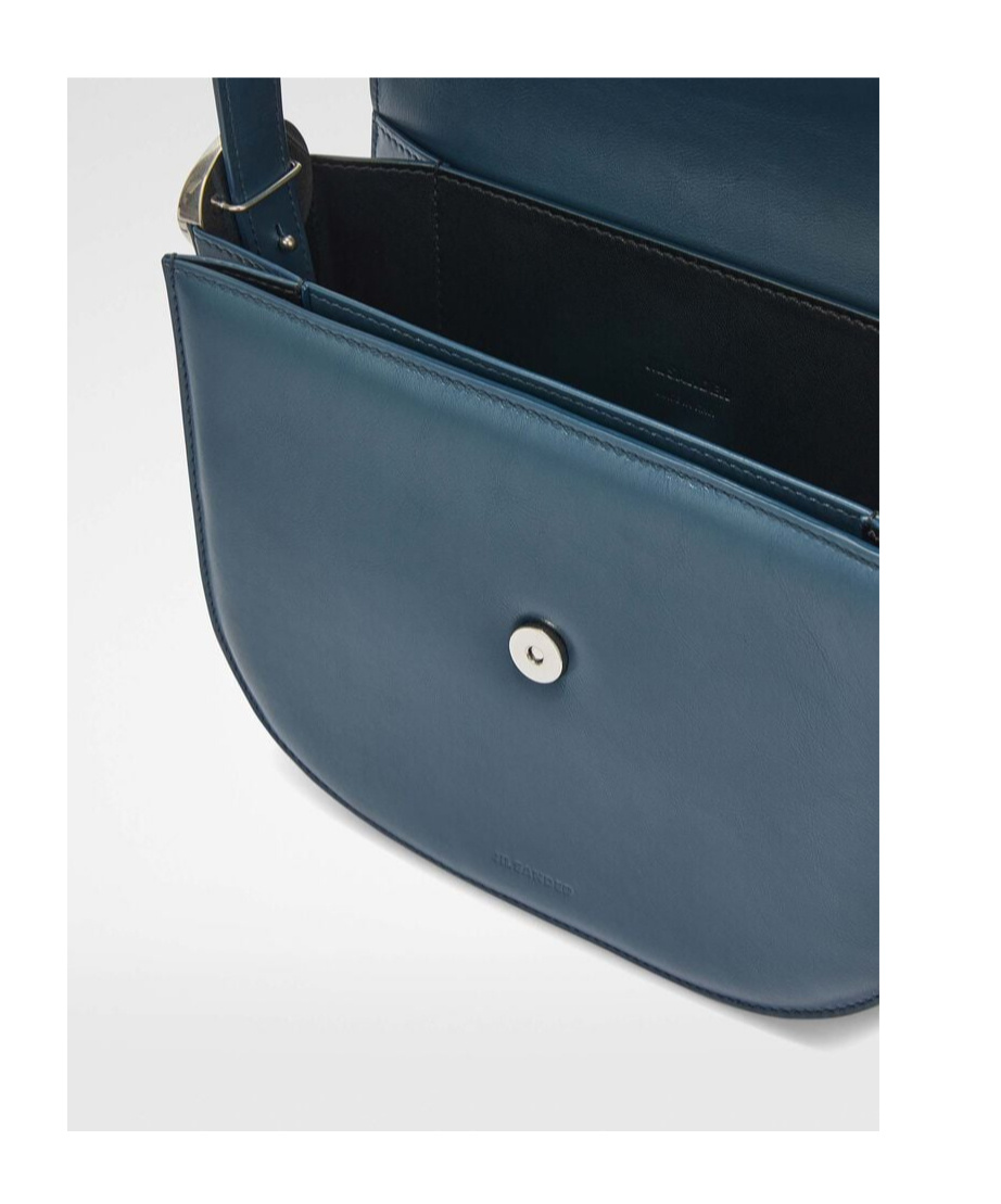 Jil Sander Coin Leather Crossbody Bag In Blue