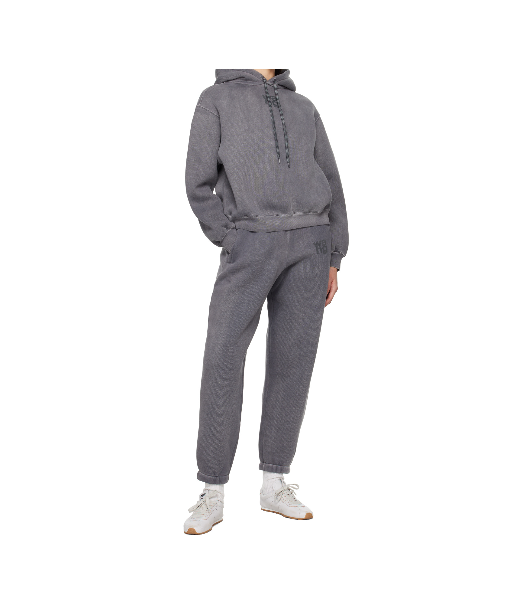 Alexander Wang T T By Alexander Wang Jogger Terry Trousers In Gray