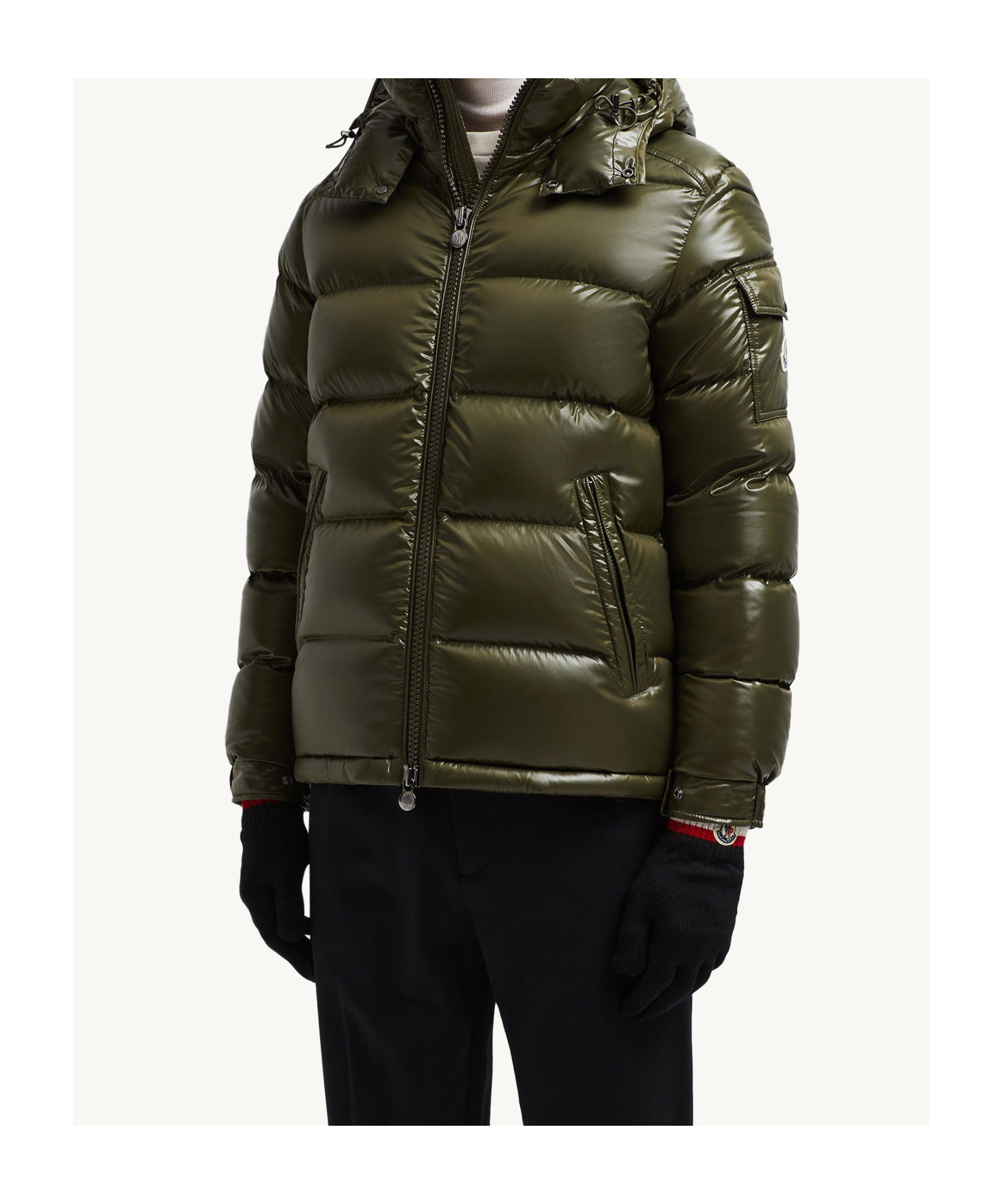 Moncler Tricolour Wool Gloves In Black