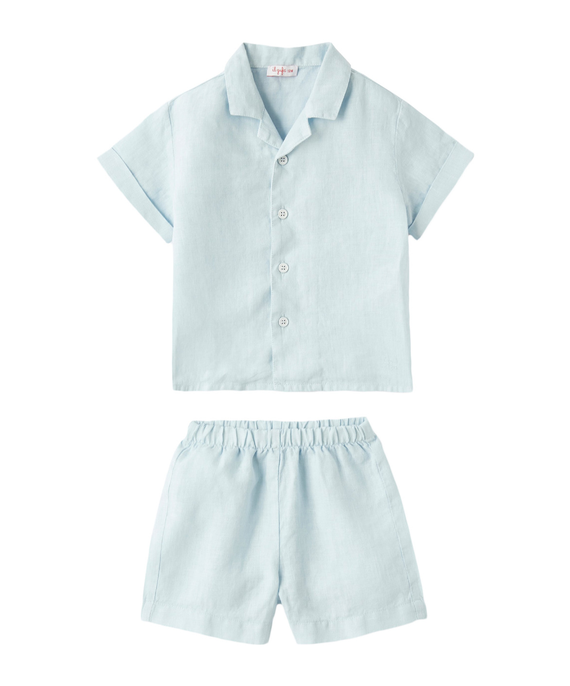 Il Gufo Linen Shorts Set In Blue