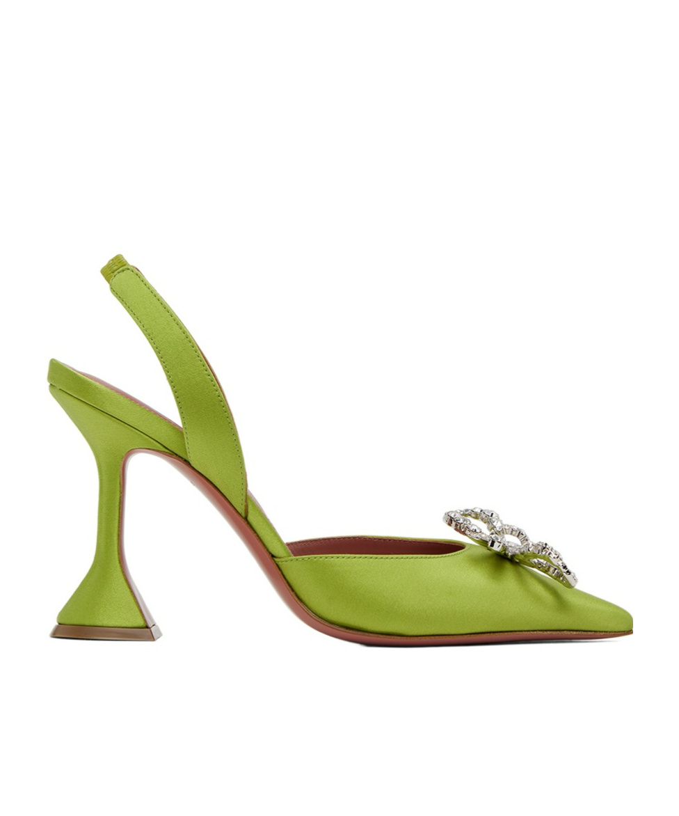Shop Amina Muaddi Rosie Shoes With Exposed Heels In Green