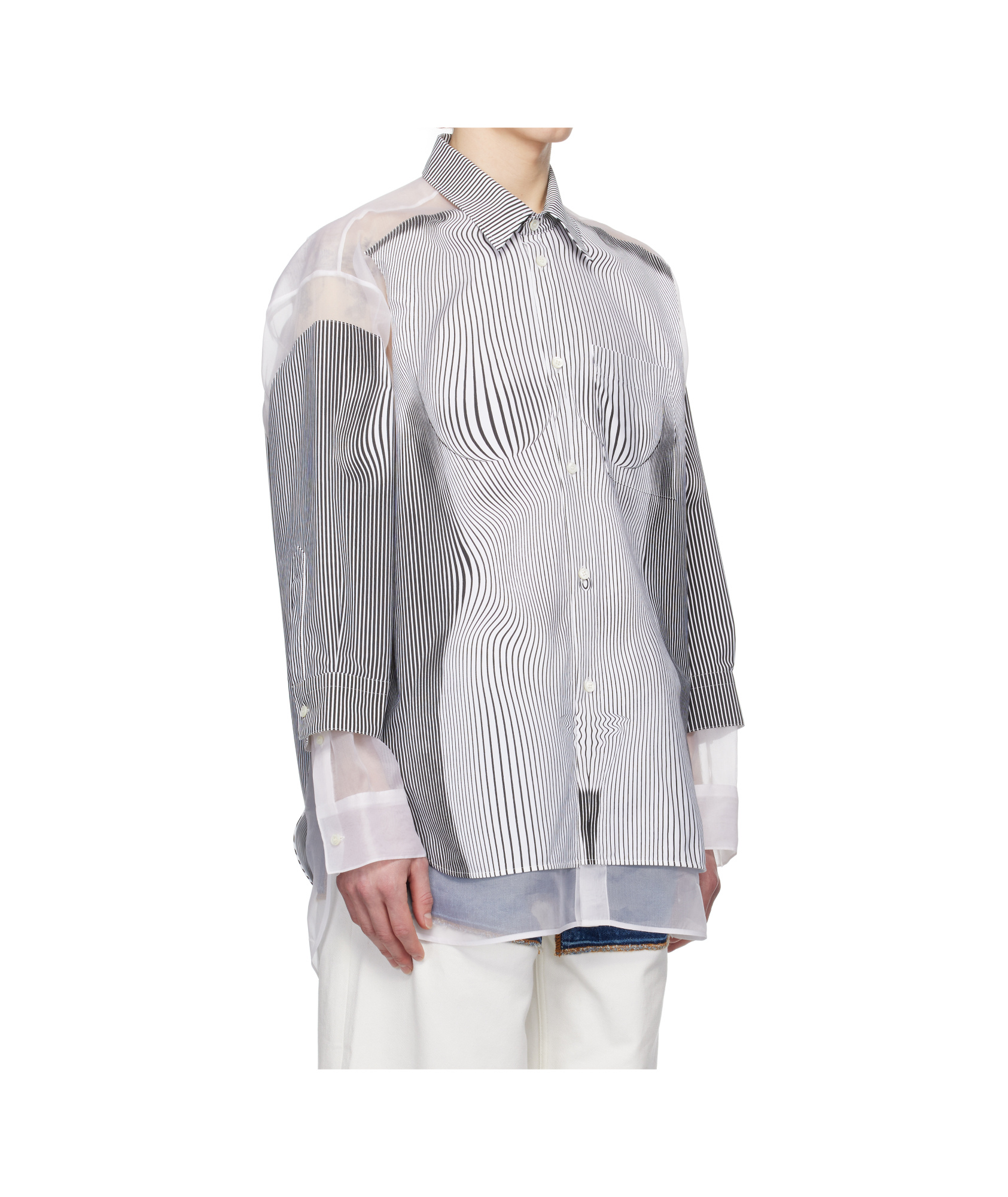 Jean Paul Gaultier Oversized Shirt In Printed Organza And Polyester In Multi