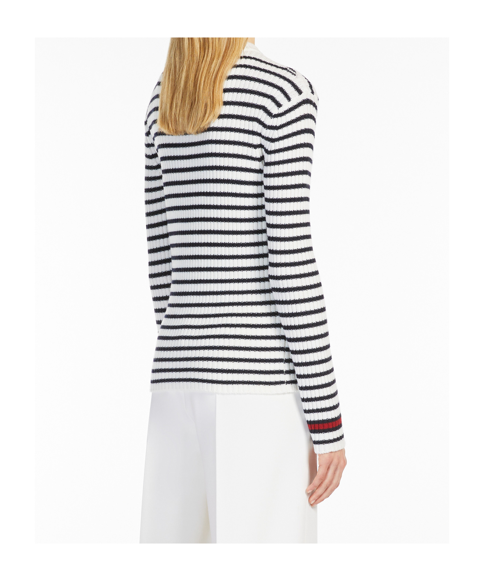 Max Mara Long-sleeved Wool Sweater In White