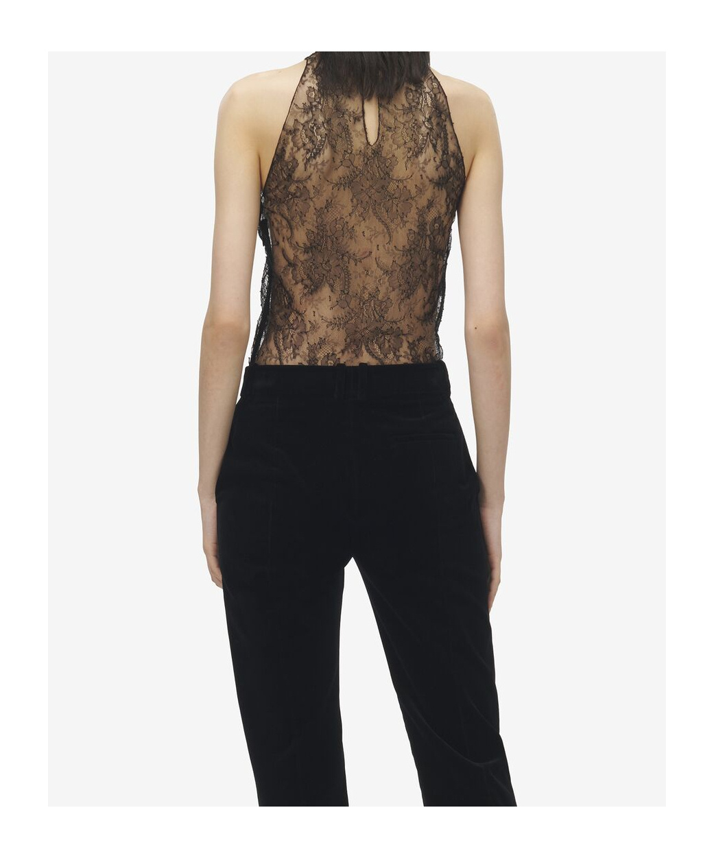 Alexander Mcqueen Mcqueen Sleeveless Sheer Floral Lace Top In Black