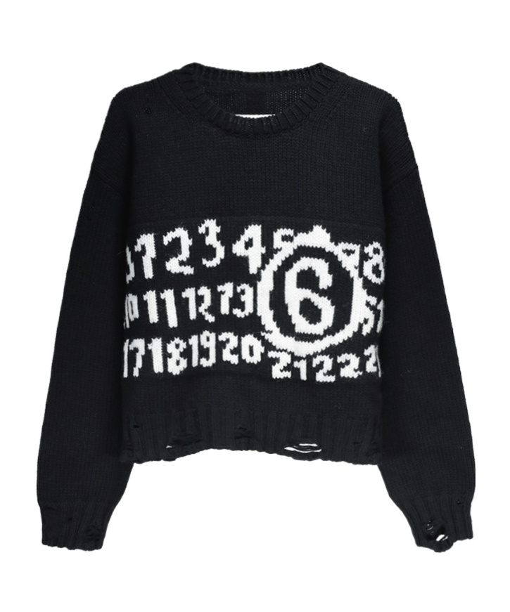 Mm6 Maison Margiela Logo Inlaid Imitation Effect Sweater In Black