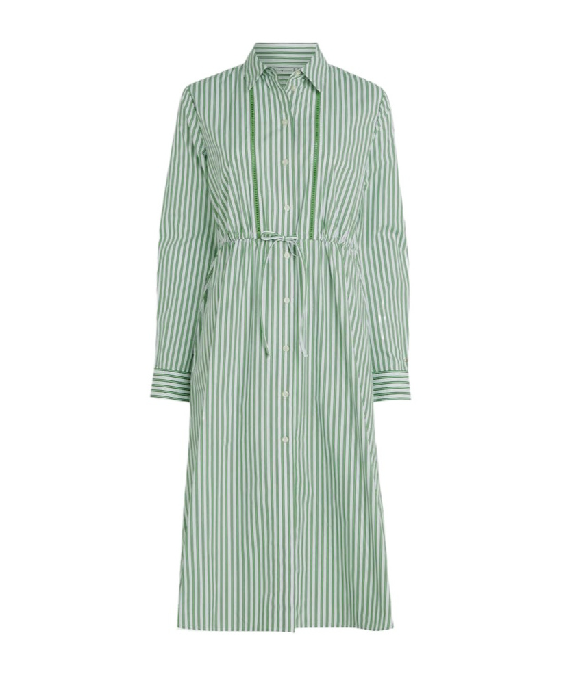 Tommy Hilfiger Striped Mid-length Shirt Dress In Green
