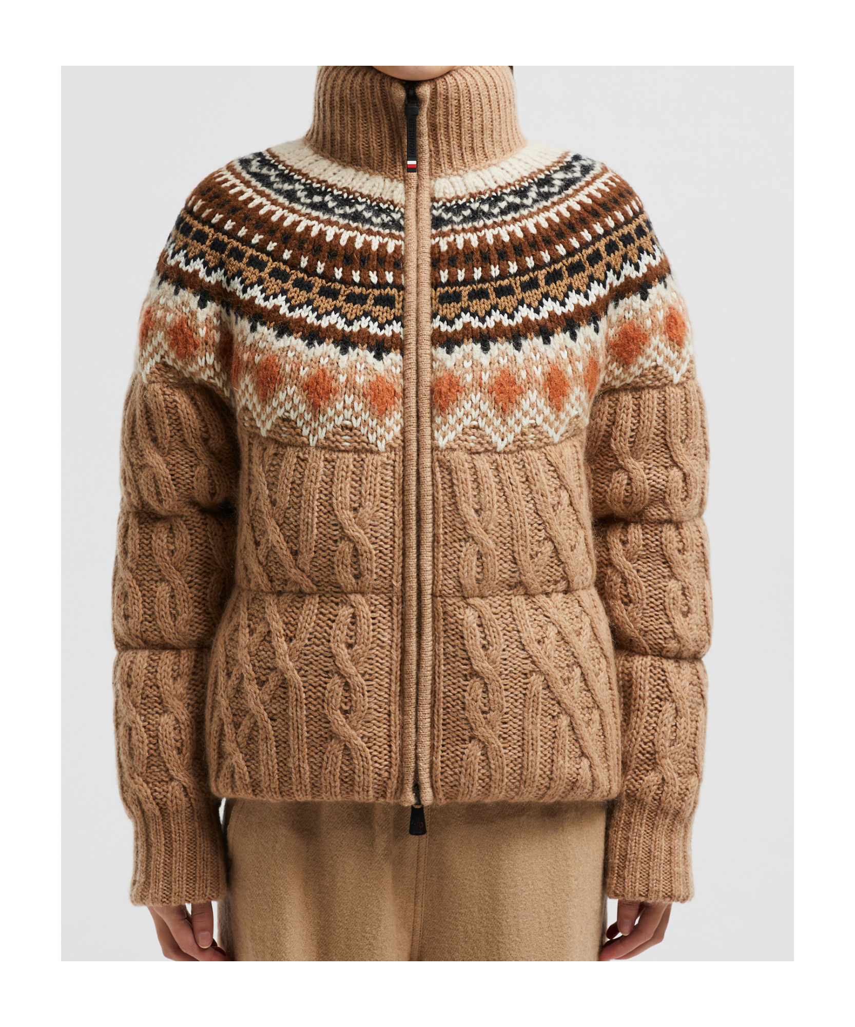 Moncler Wool, Mohair & Alpaca Short Down Jacket Multicolor In Brown