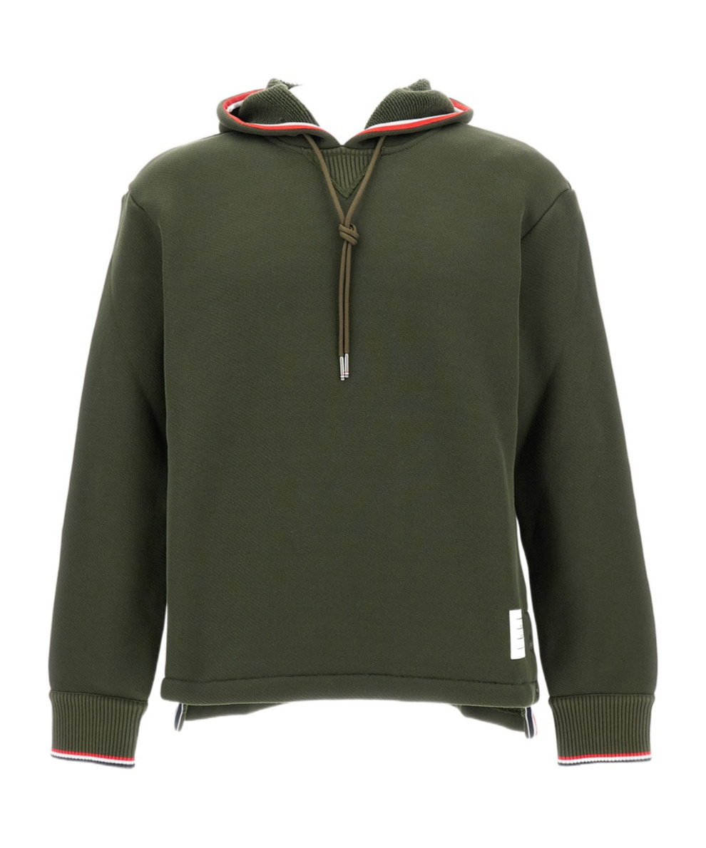 Thom Browne Oversized Hoodie Pullover With Tipping Stripe In Chunky Loopback In Green