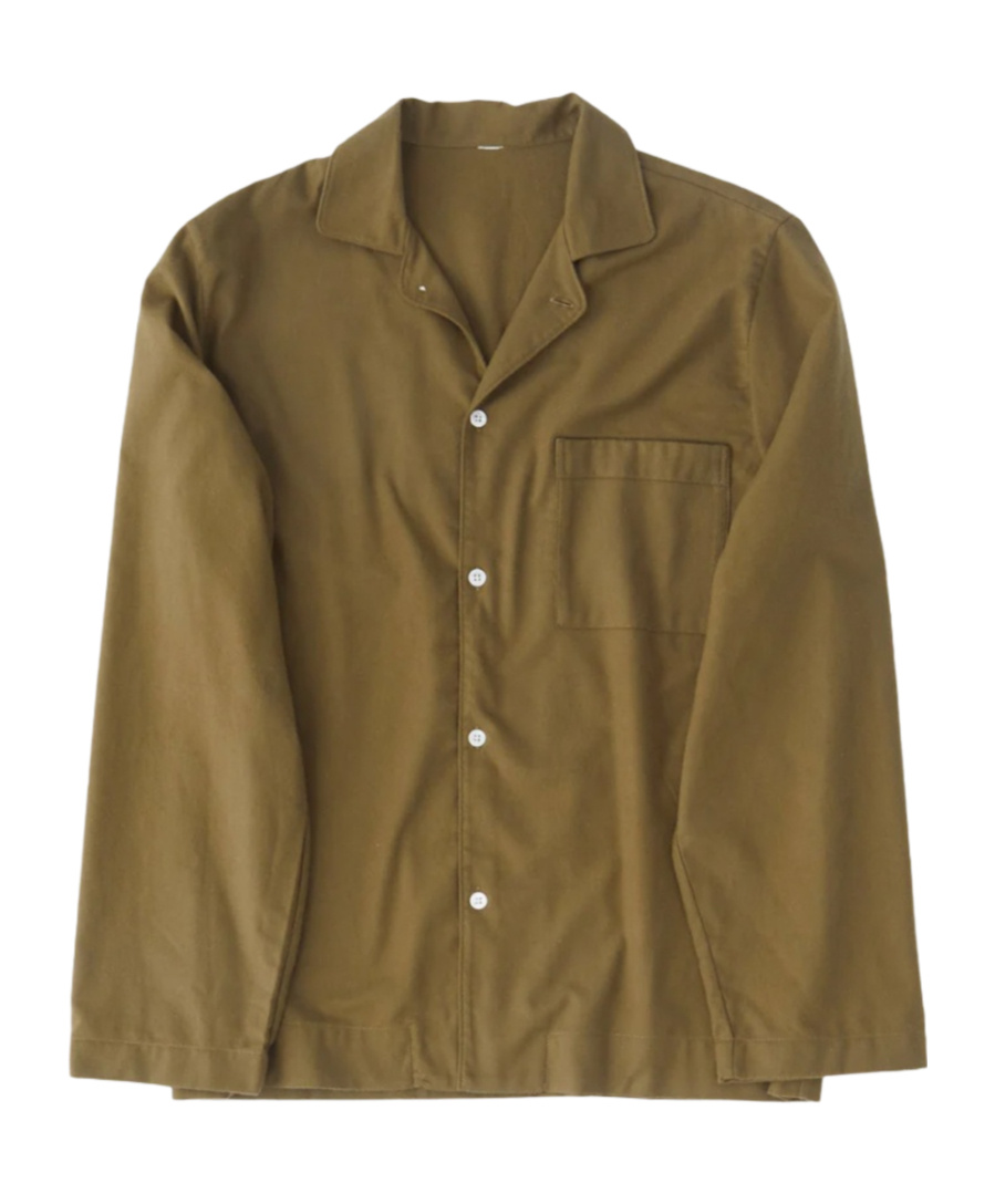 Tekla Flannel Long-sleeved Pajamas In Green