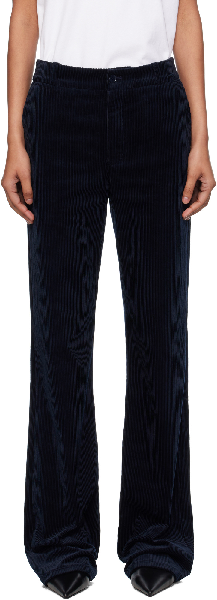 Apc A.p.c. Straight Leg Corduroy Pants In Black
