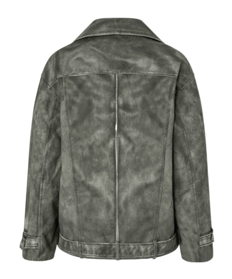 Pinko Belted Biker Jacket In Gray
