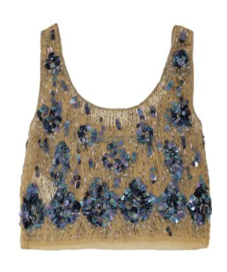 Alberta Ferretti Embellished Cropped Top In Brown