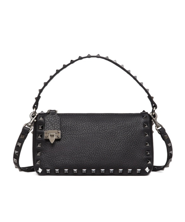 Valentino Rockstud Leather Crossbody Bag In Black
