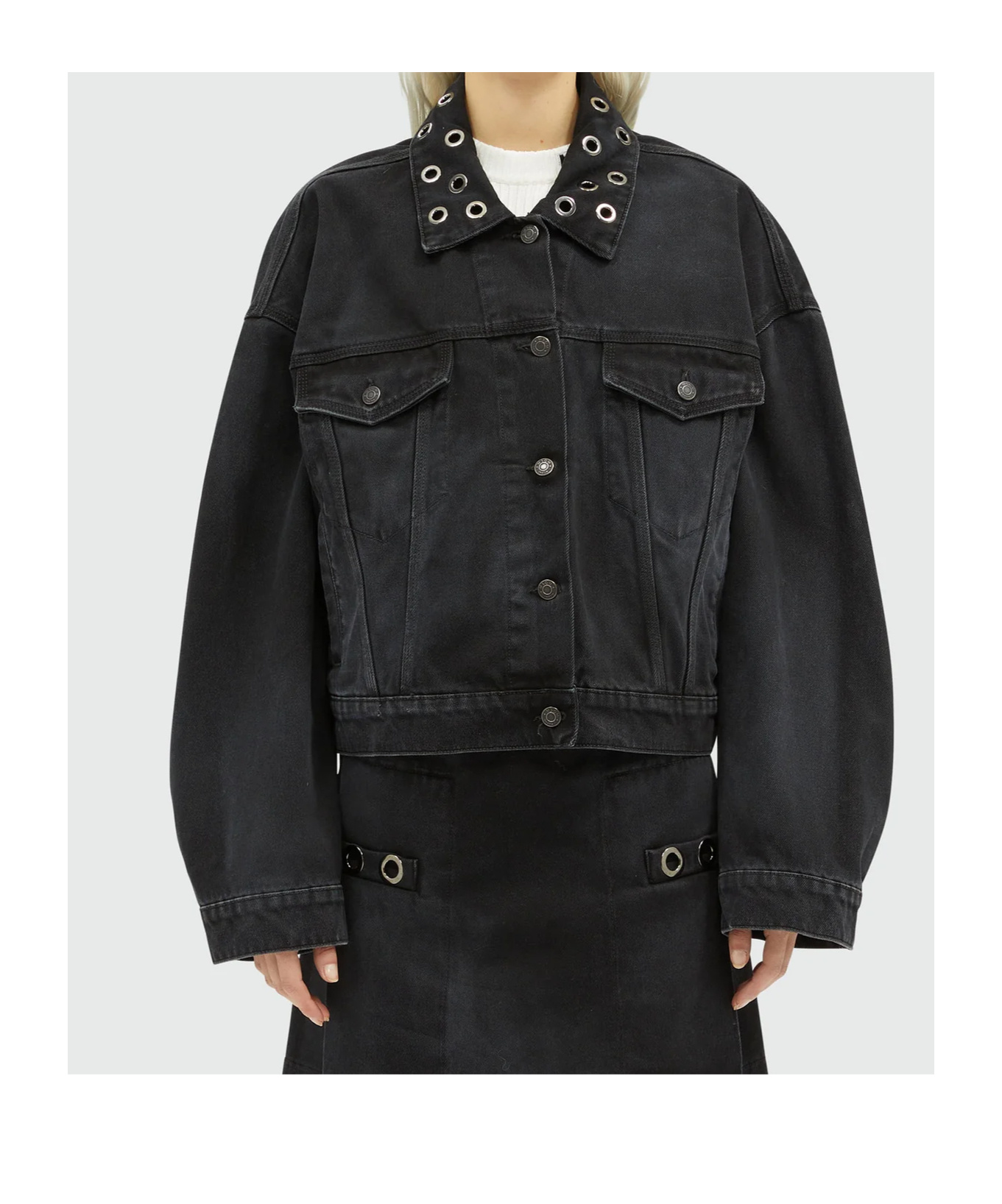 Msgm Light Wash Jacket In Black
