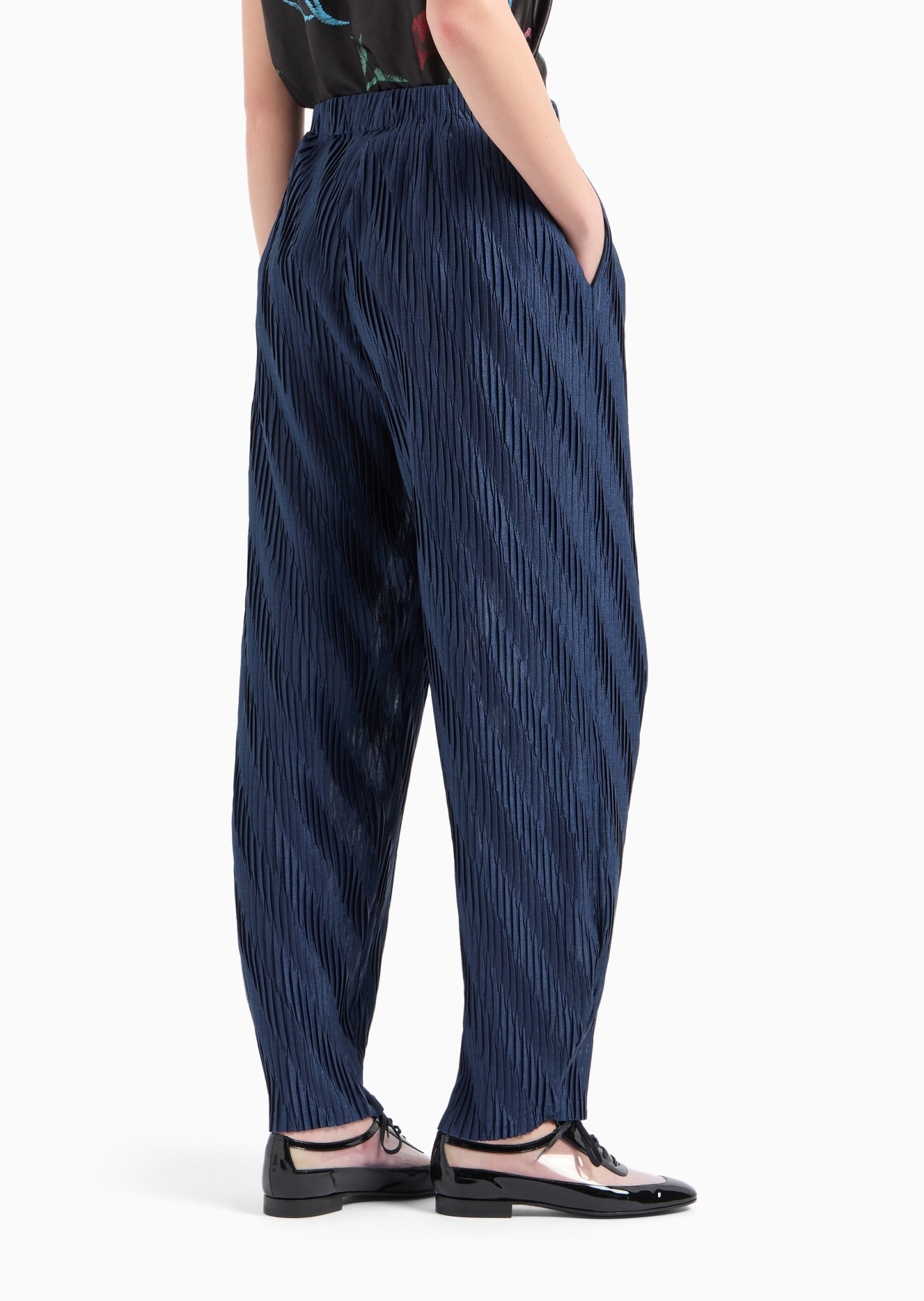 Giorgio Armani High-waist Pleated Trousers In Blue