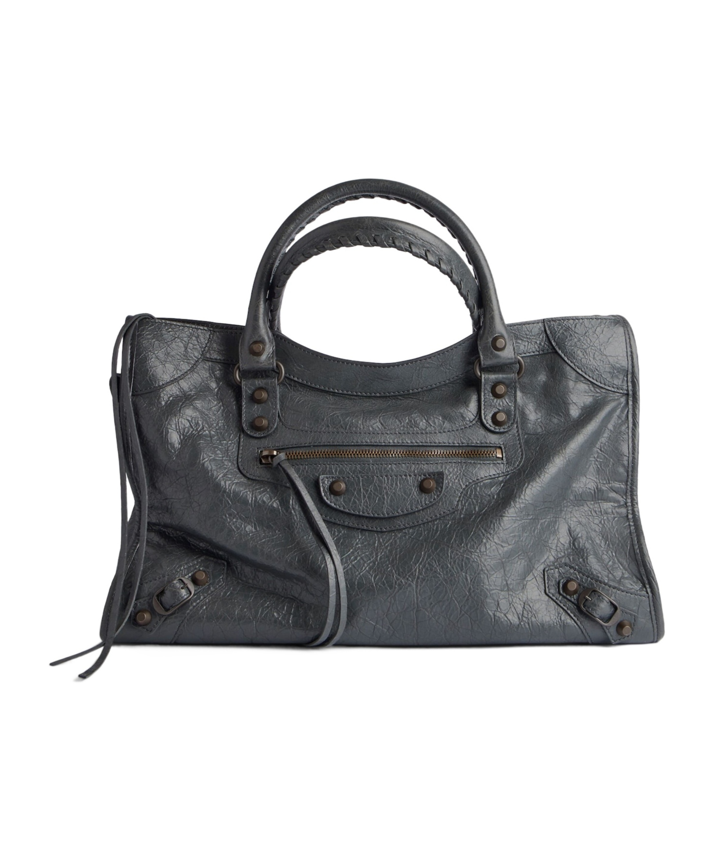 Balenciaga Le City Medium Crinkled Leather Top-handle Bag In Black