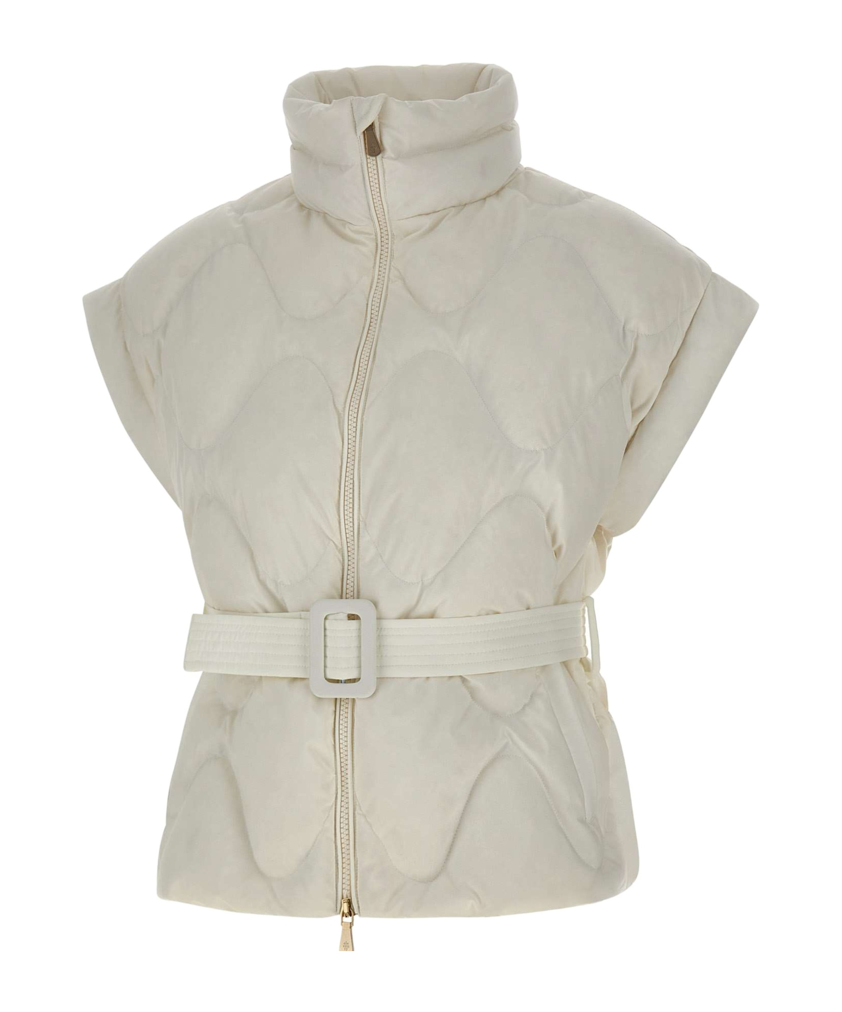 Eleventy Stand Collar Zipper Vest Down Jacket In White