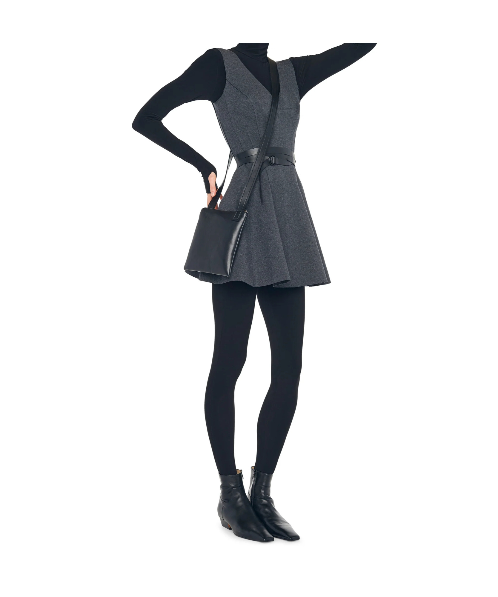 Norma Kamali Grace Mini Dress In Dark Hemp Gray