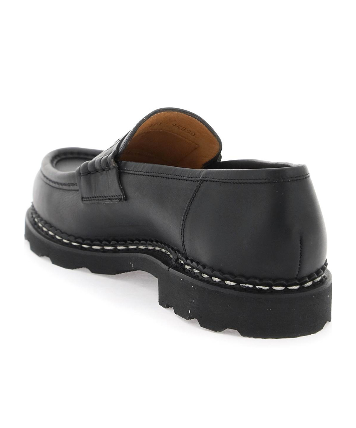 Paraboot Round Head Loafer Shoes In Black