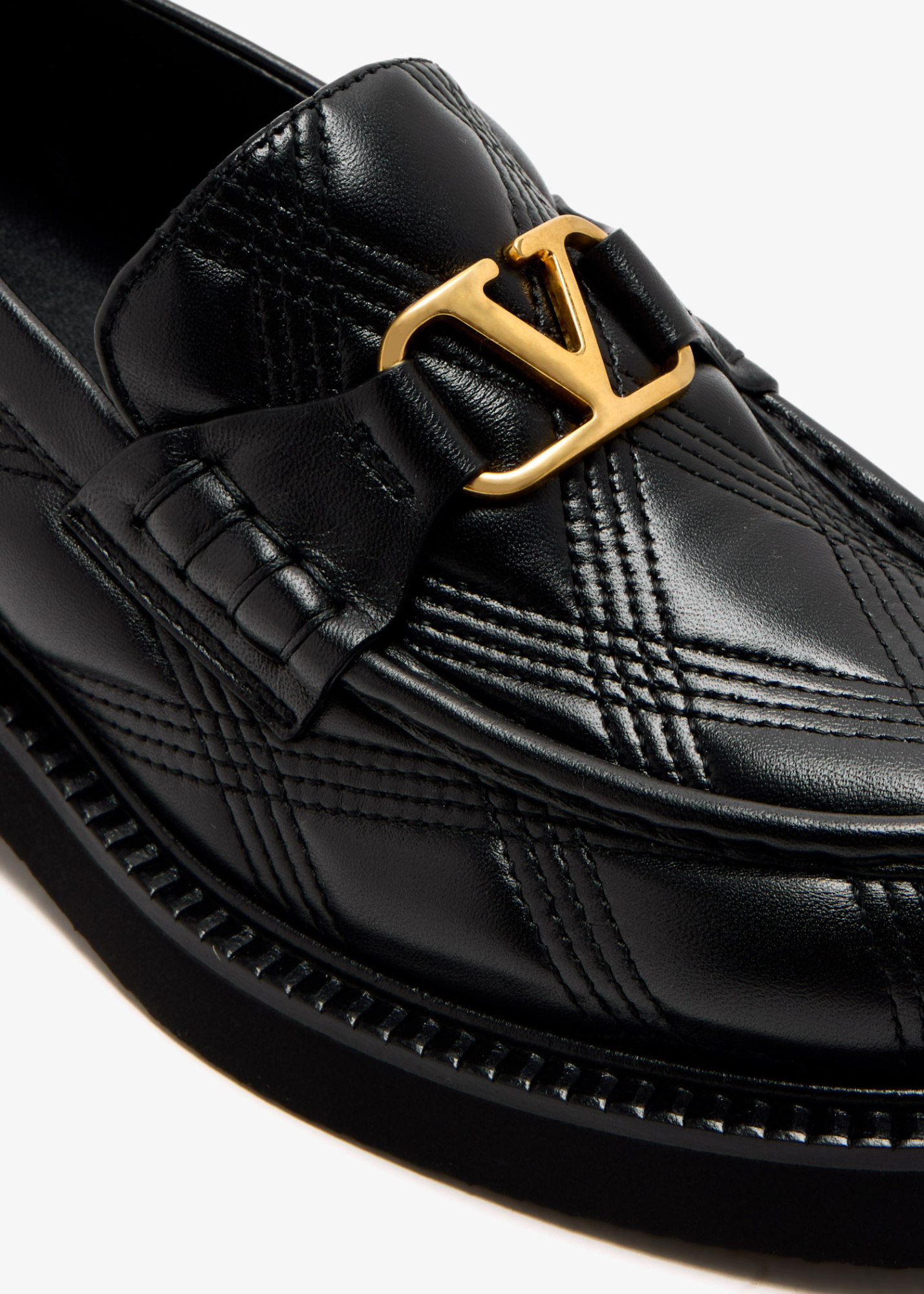 Valentino Black Leather Loafers In Black