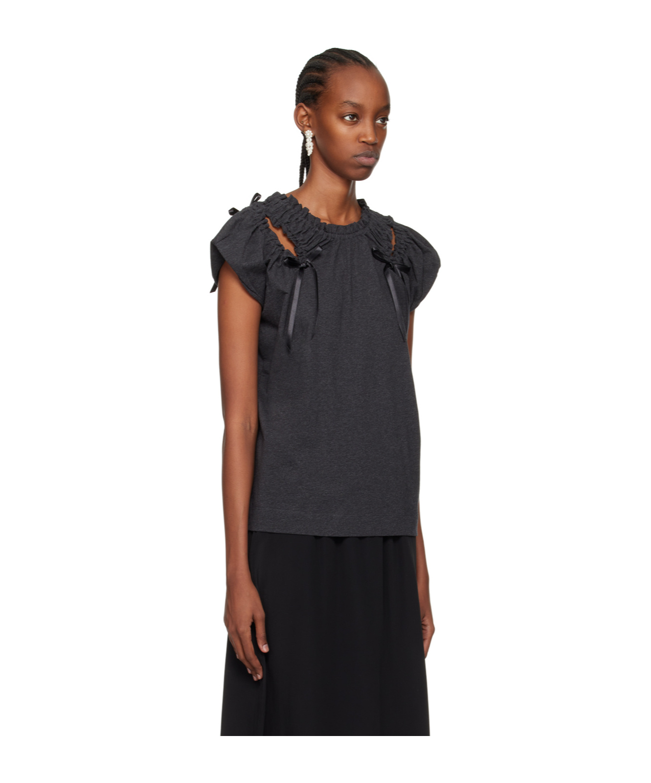 Simone Rocha Gray Shoulder Bite T-shirt In Black