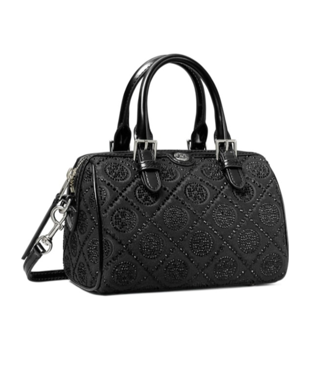 Tory Burch T-letter Pattern Decorative Small Barrel Bag In Black