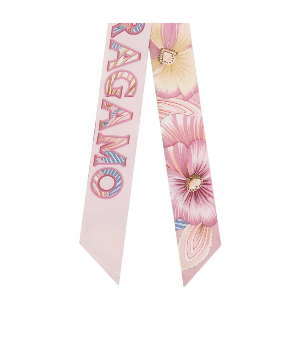 Ferragamo Multicolor Logo Print Bandana Scarf In Blue